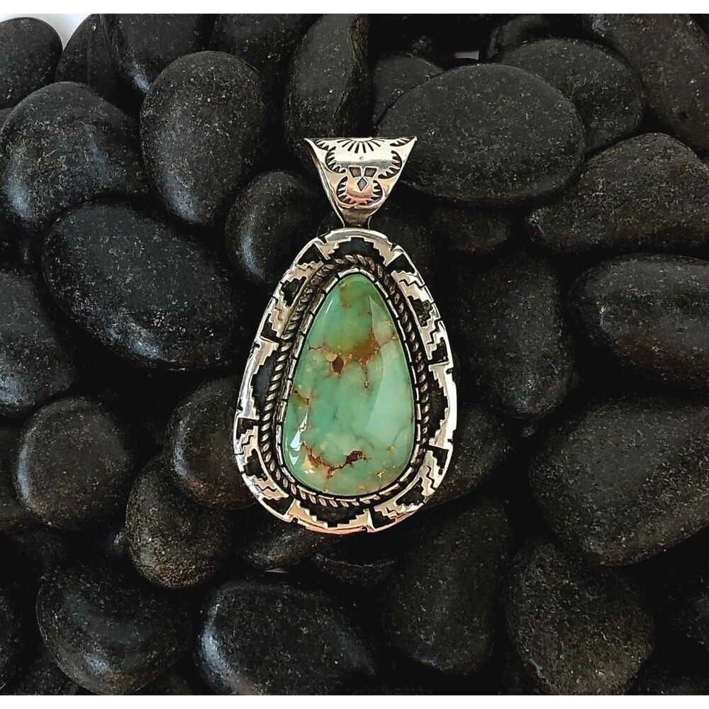 VTG Navajo Arts and Crafts Guild 925 Sterling Silver Royston Turquoise Pendant